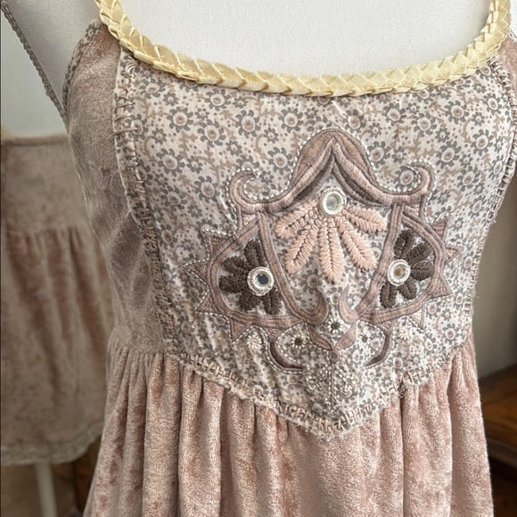 Free People Embellished Peplum Camisole in Cream and Pink - Picture 2 of 12